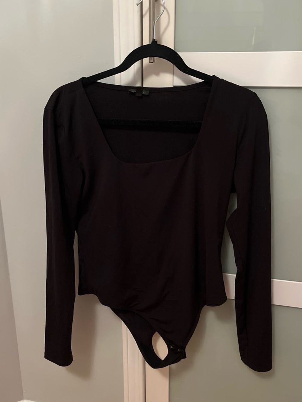 Dynamite Black Long-Sleeve Square Neck Bodysuit